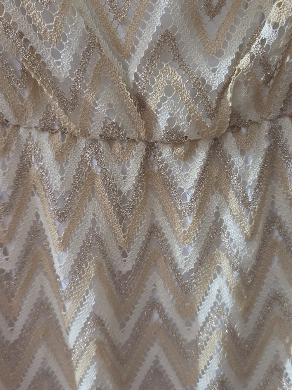 Lilly Pulitzer Deanna Dress Sz Medium Metallic Gold Chevron Crochet Knit Maxi - Picture 3 of 7